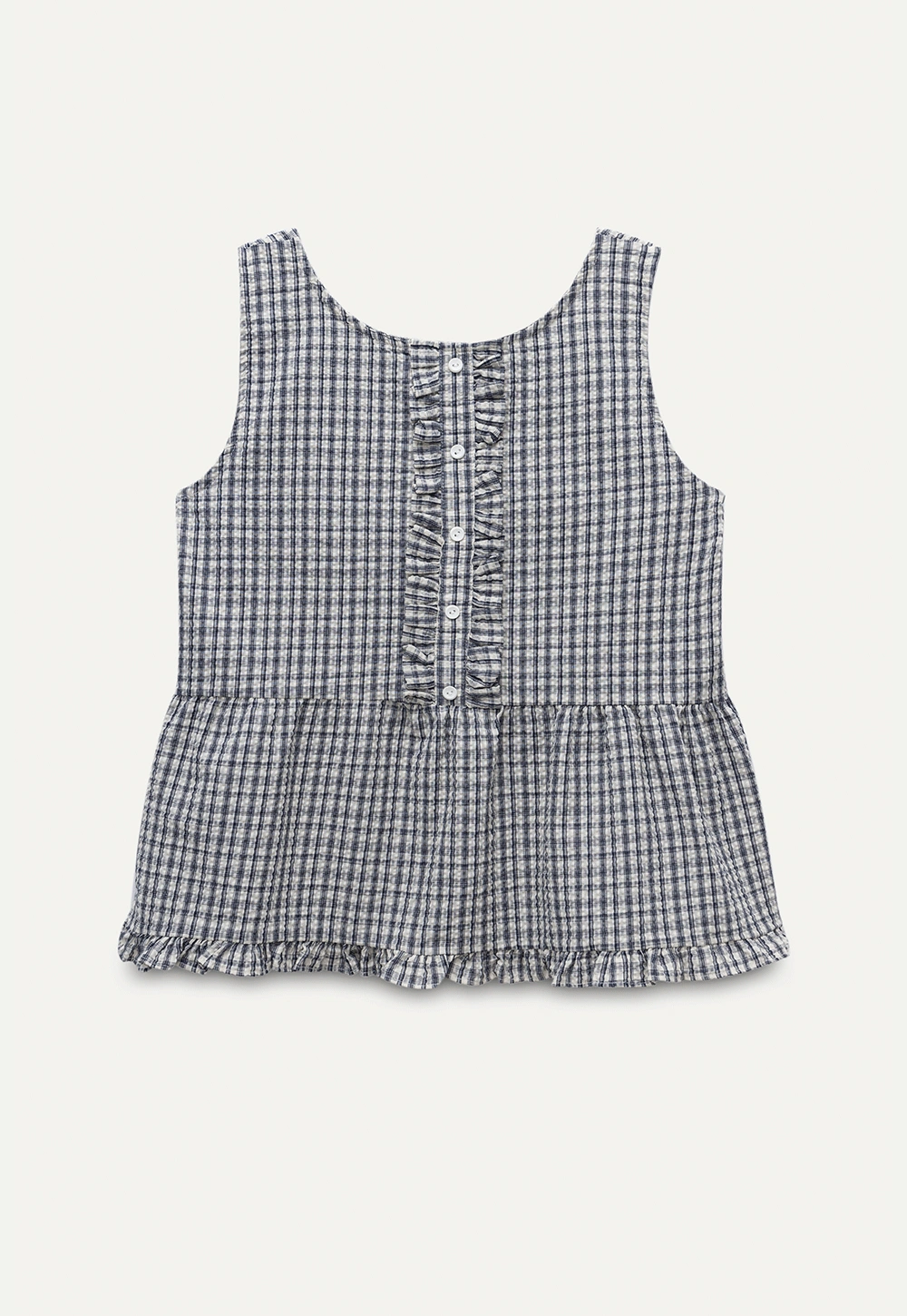 Vintage Gingham Sleeveless Blouse