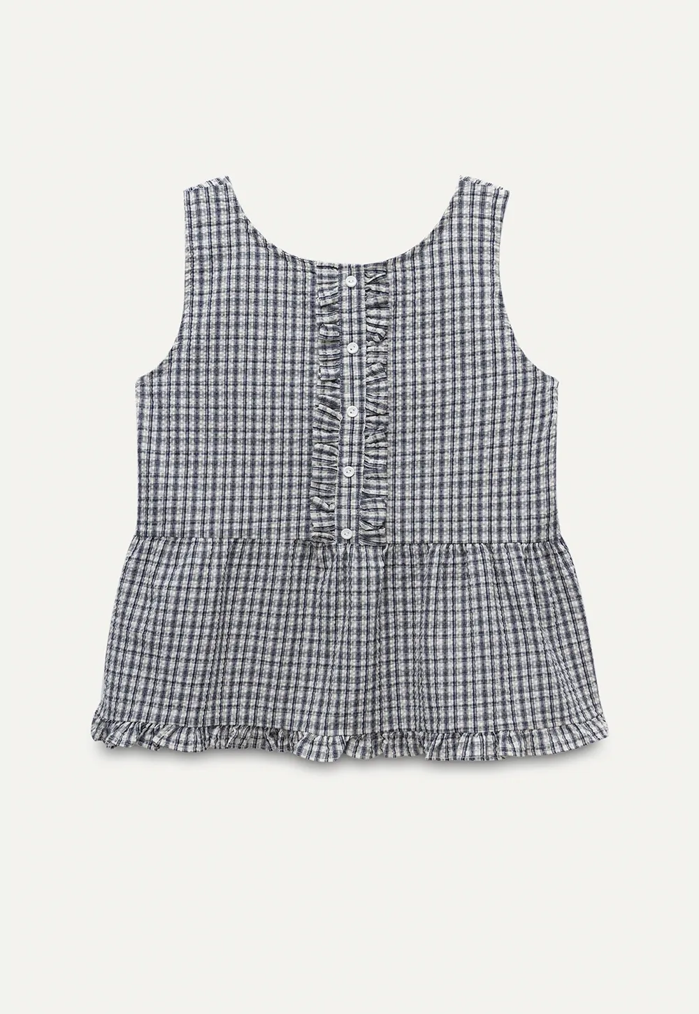 Vintage Gingham Sleeveless Blouse