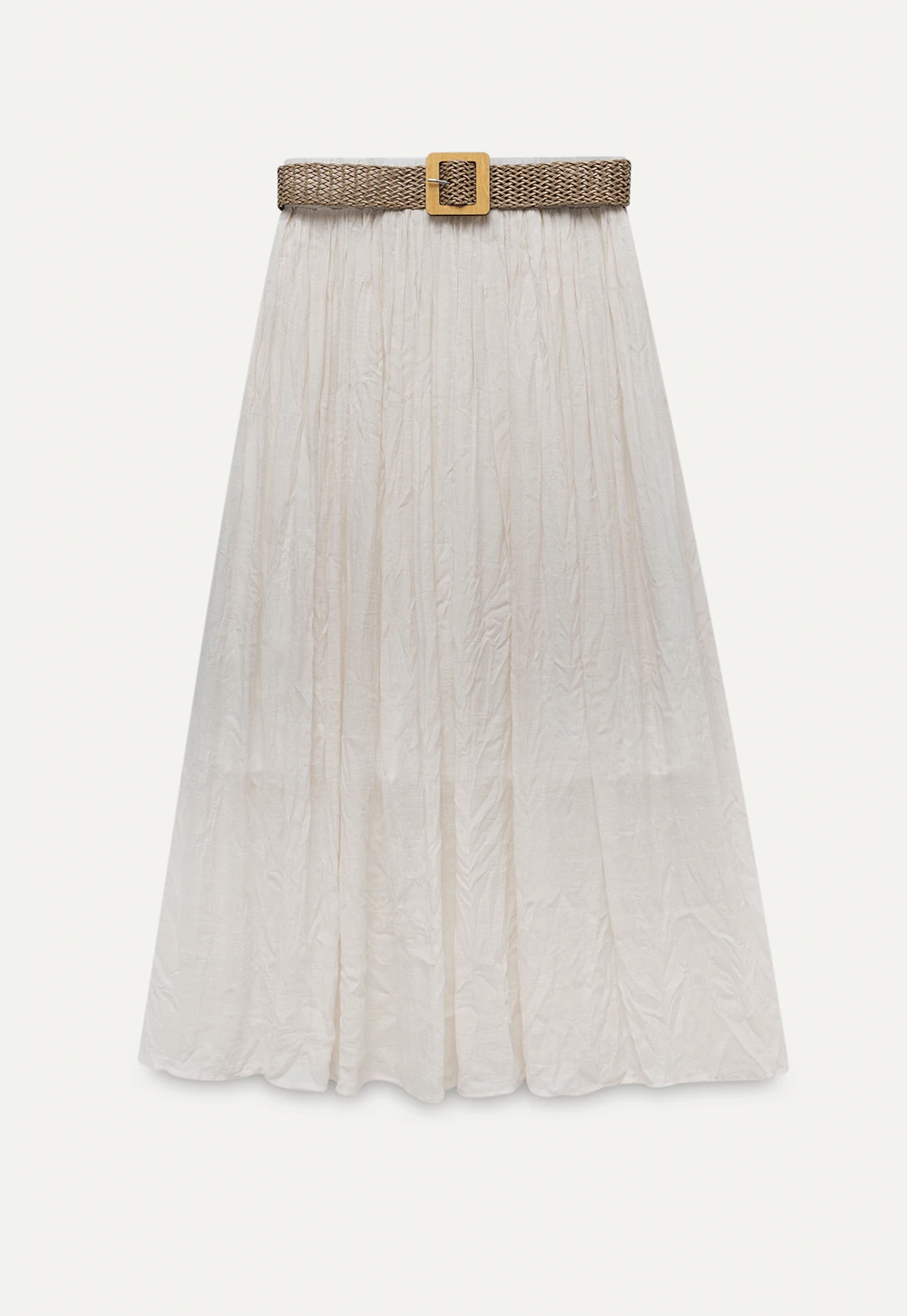 Pleated Midi Skirt with Belt