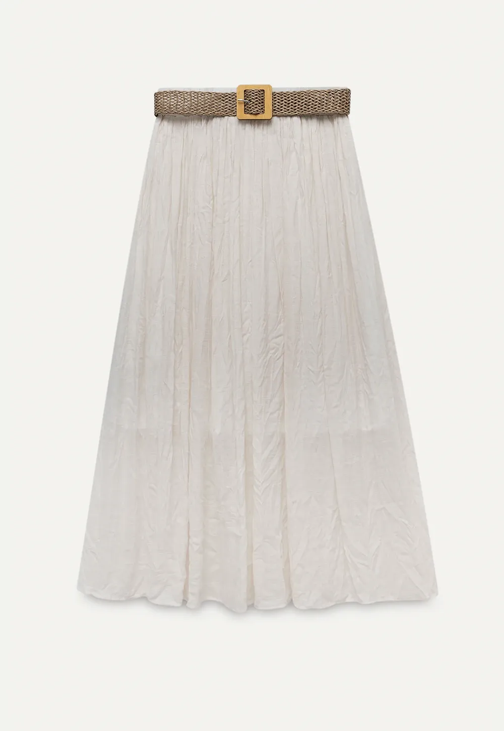 Pleated Midi Skirt with Belt