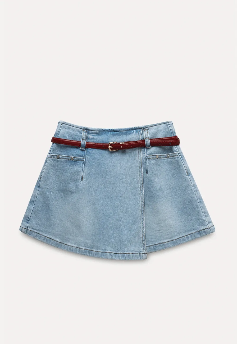 Denim Skort with Belt