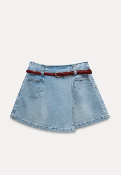 Denim Skort with Belt