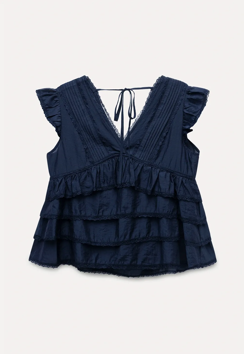 Vintage Style Layered Ruffle Top for Women