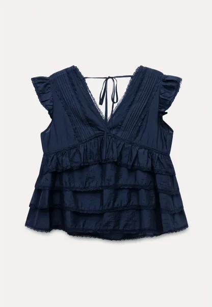 Vintage Style Layered Ruffle Top for Women