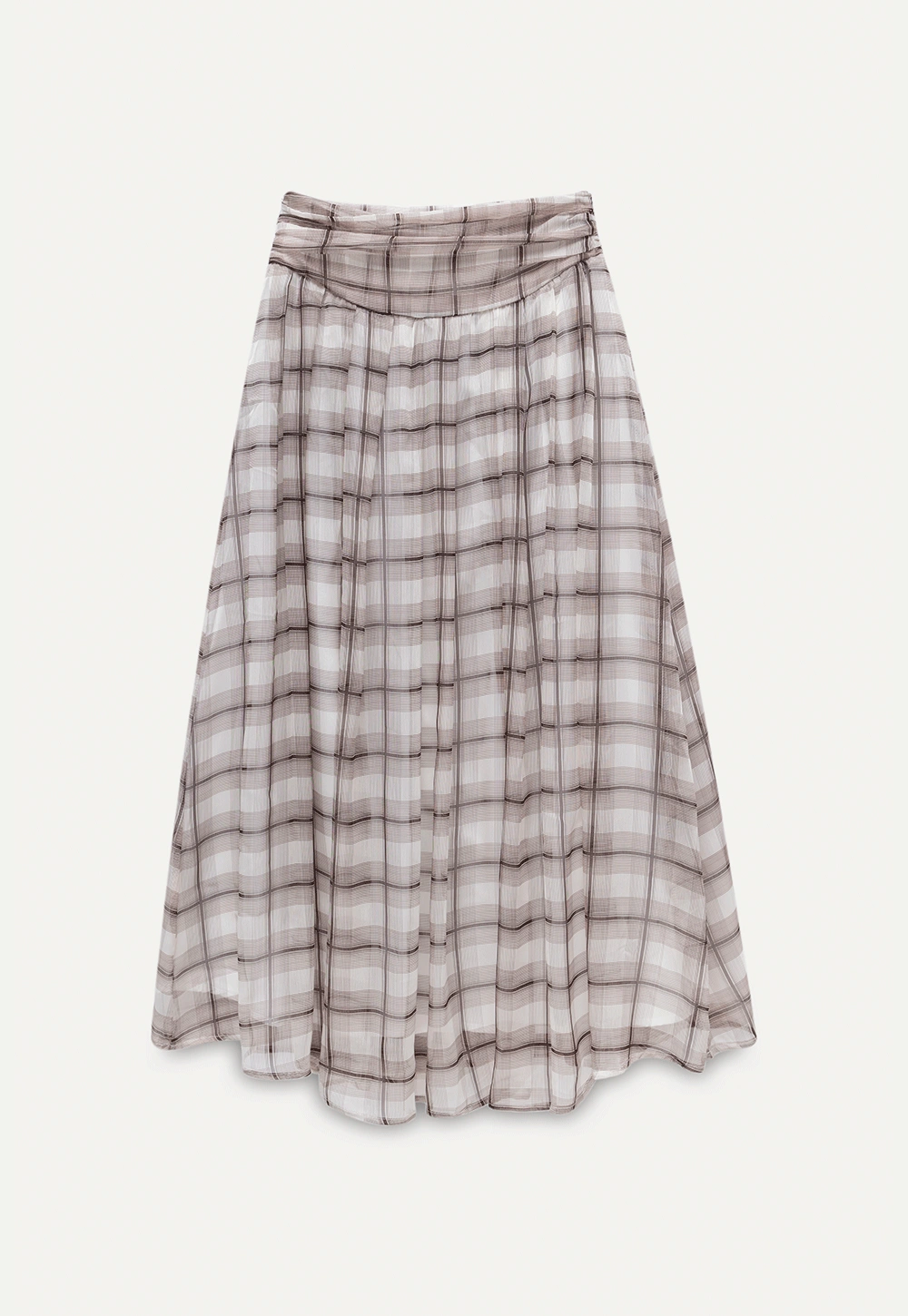 Women’s High Waist Plaid Chiffon Midi Skirt