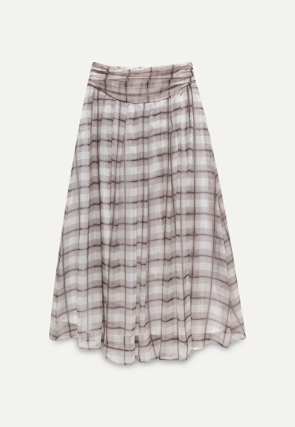Women’s High Waist Plaid Chiffon Midi Skirt