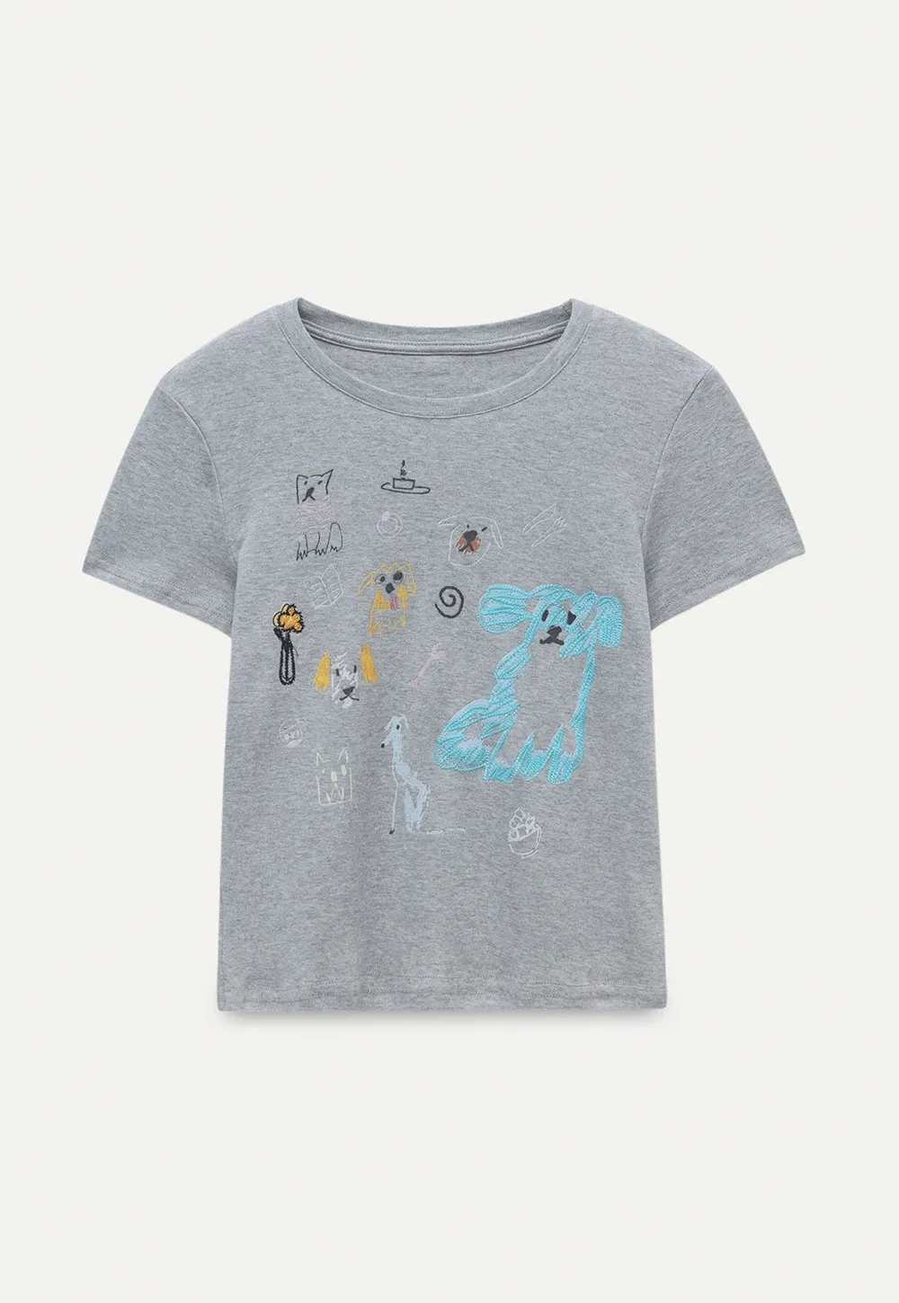 Artistic Dog Graphic Fitted Tee