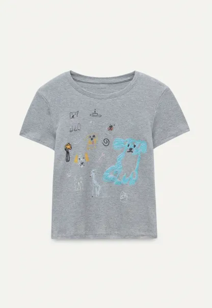 Artistic Dog Graphic Fitted Tee