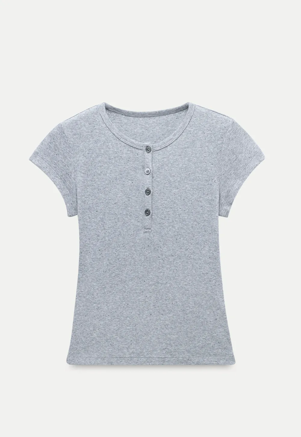 Basic Rib Knit Henley Tee for Women