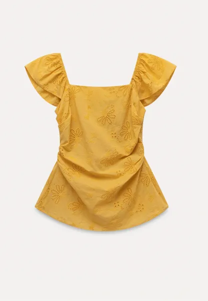 "Women’s Eyelet Embroidered Flutter Sleeve Blouse
