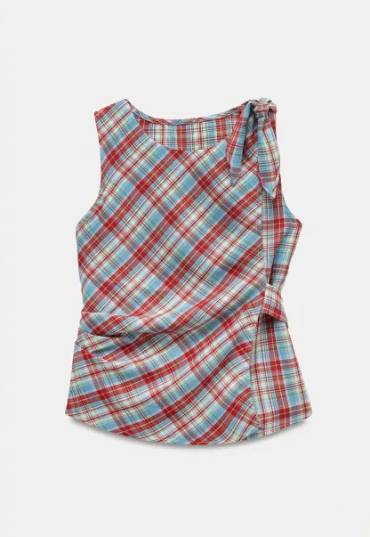 Plaid Sleeveless Top with Side Tie
