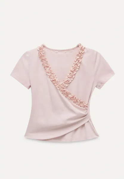 Ruched Trim Wrap Style T-Shirt