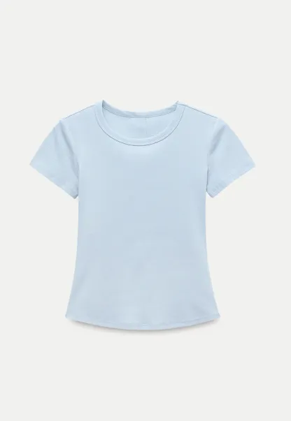 Women’s Basic Ribbed Knit T-Shirt