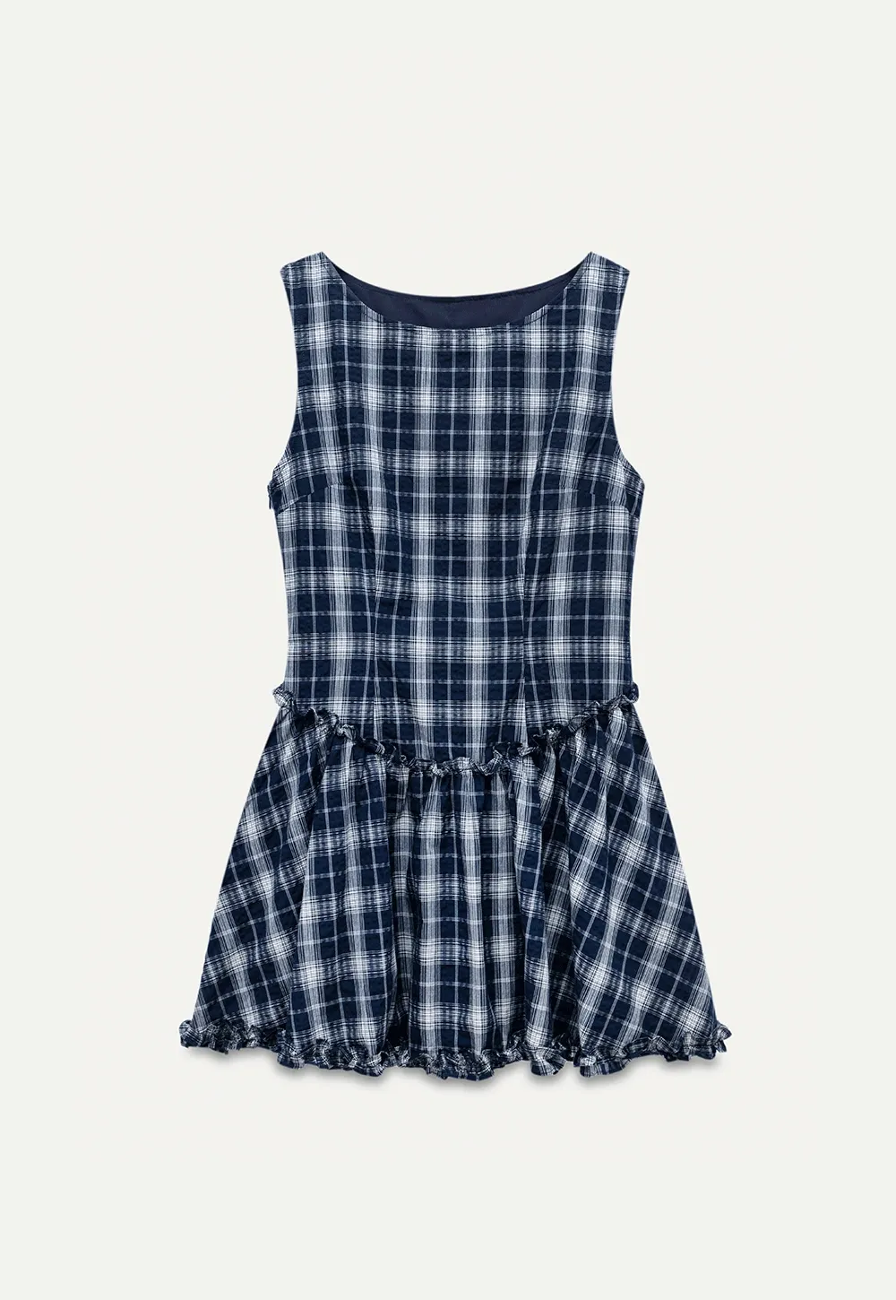 Cute Sleeveless Tartan Mini Dress