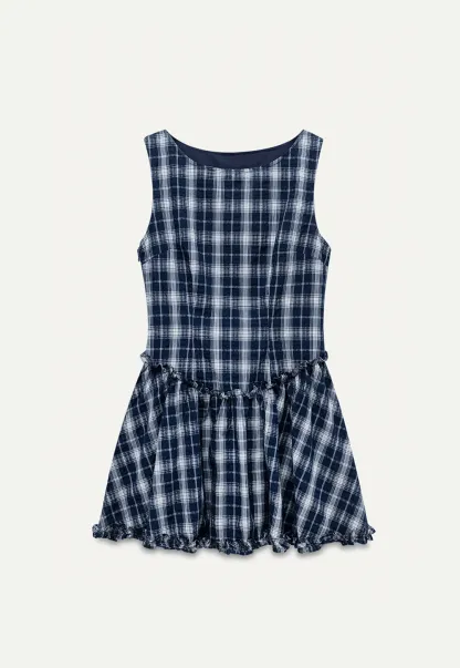 Cute Sleeveless Tartan Mini Dress