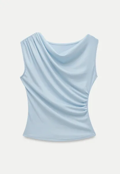 Women’s Draped Cowl Neck Sleeveless Top
