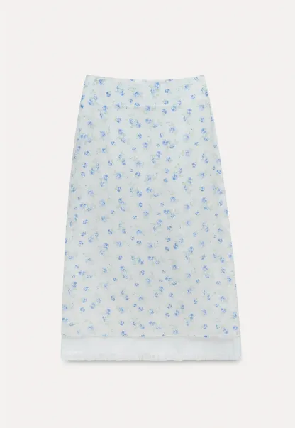 High Waist A-Line Floral Midi Skirt
