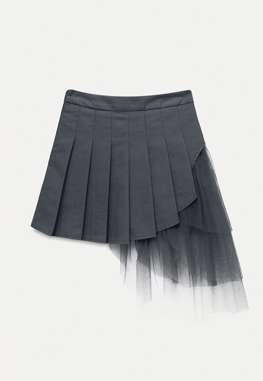 Women’s Asymmetric Tulle-Layer Pleated Mini Skirt
