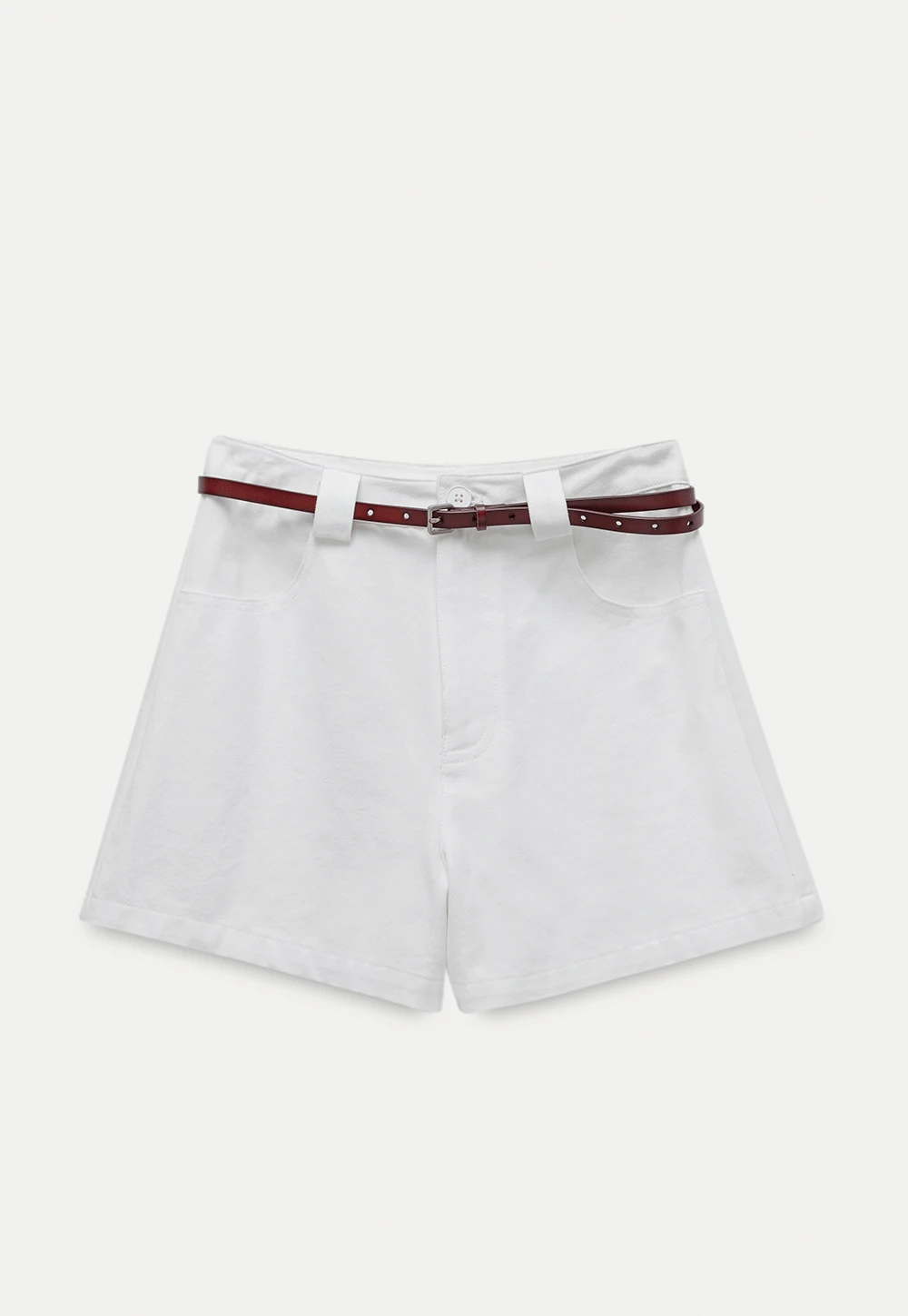 Women’s Belted High-Waist Cotton Shorts