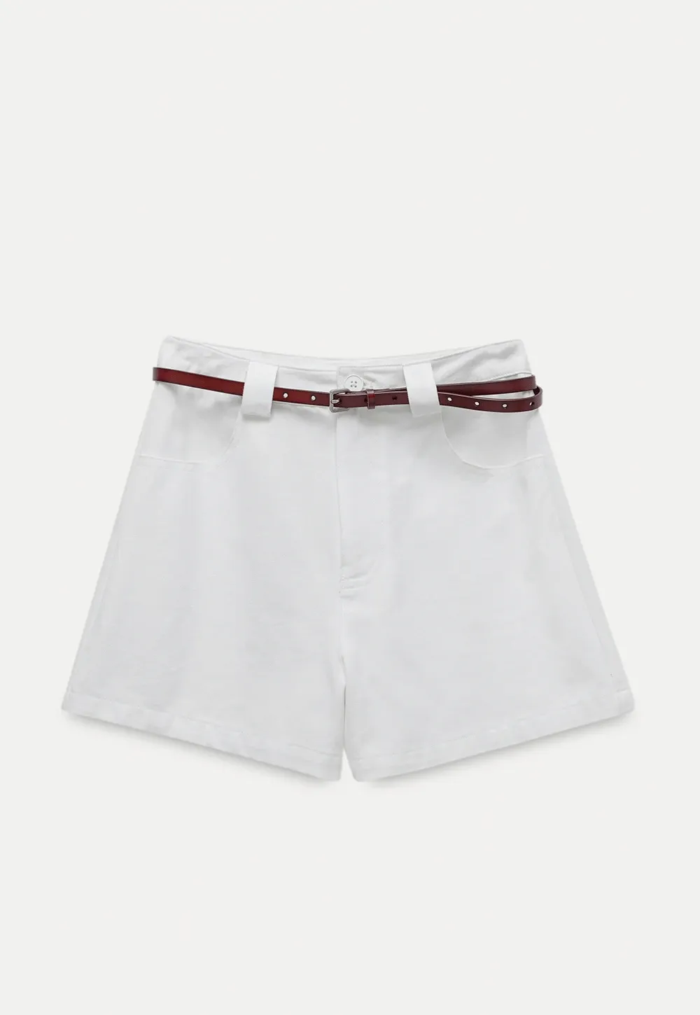Women’s Belted High-Waist Cotton Shorts
