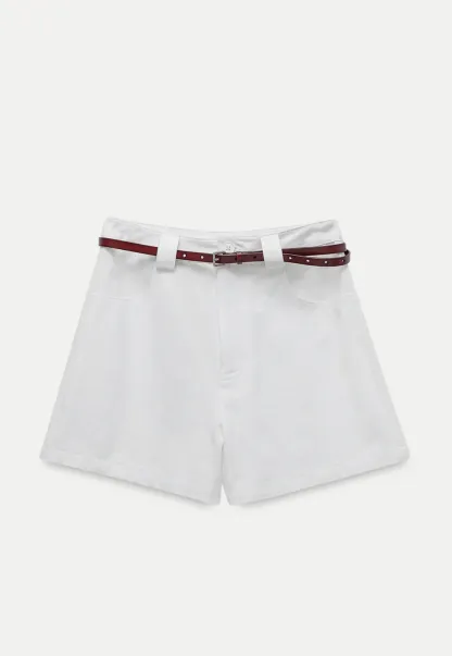Women’s Belted High-Waist Cotton Shorts