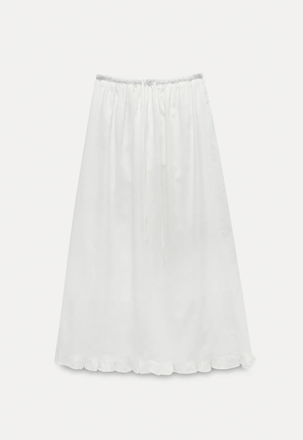 High Waist Ruffle Hem Cotton Maxi Skirt