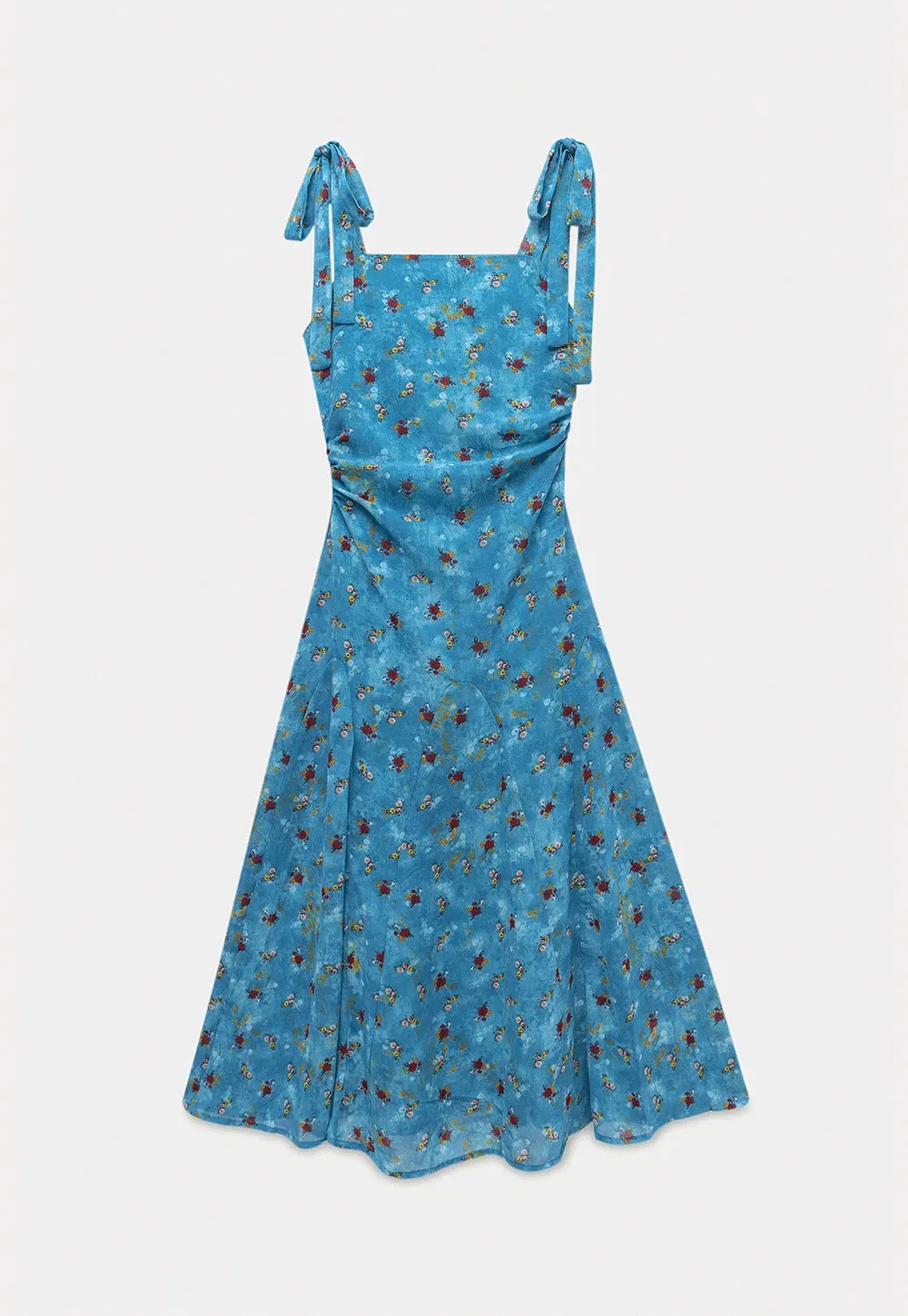 Retro Floral Sleeveless Midi Dress