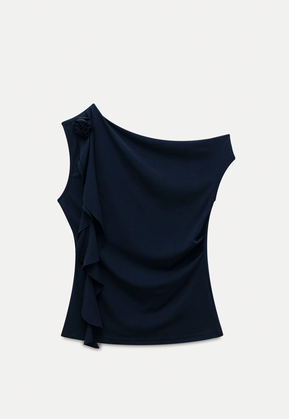 Women’s Drape Neck Sleeveless Top with Flower Accent