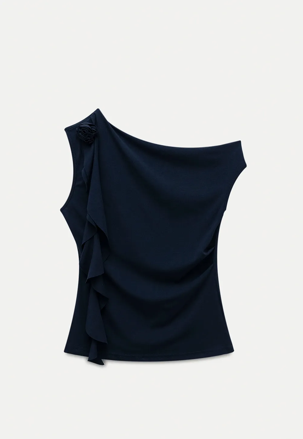 Women’s Drape Neck Sleeveless Top with Flower Accent
