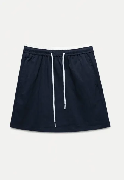 Women’s Drawstring Waist Cotton Mini Skirt