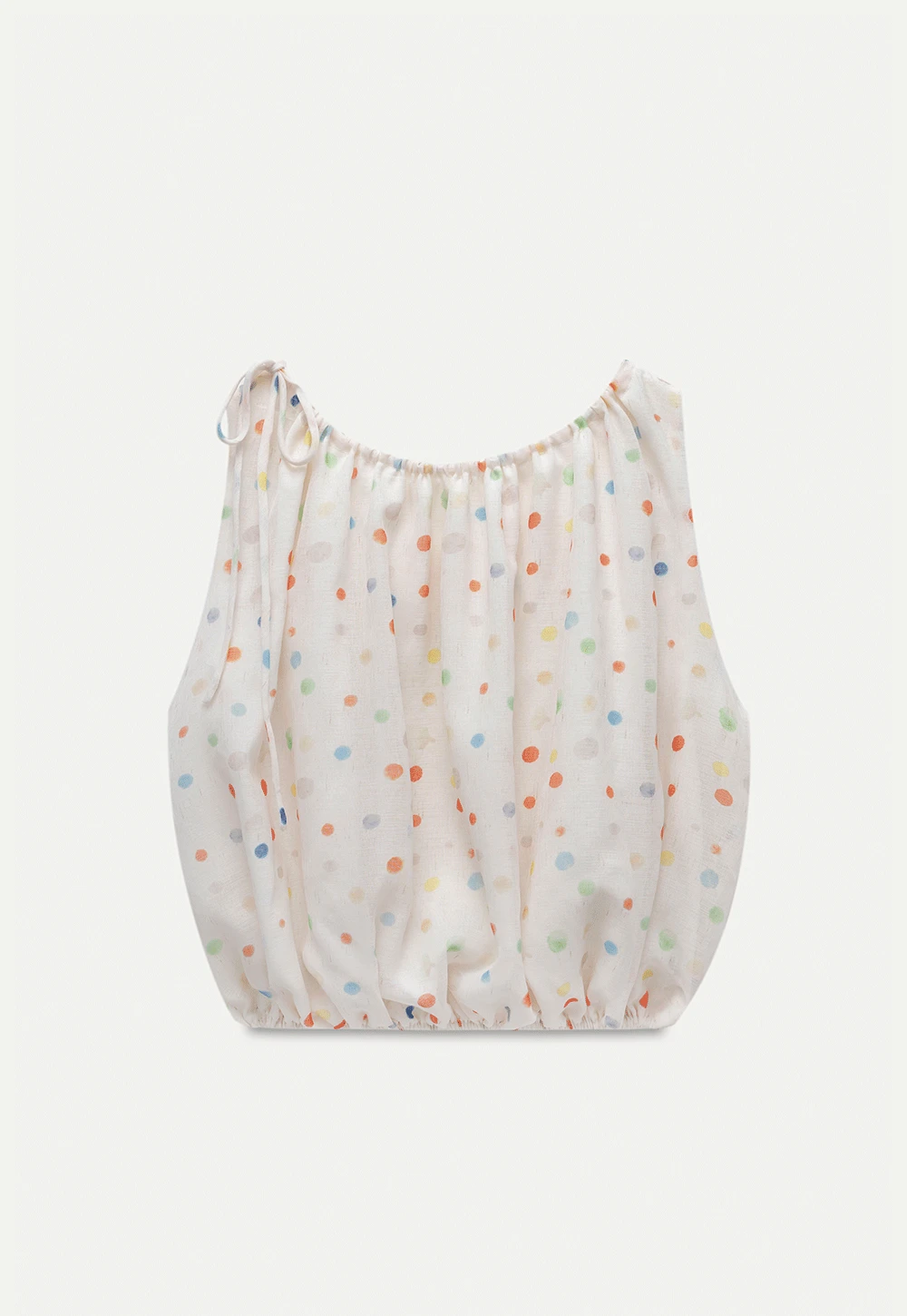 Polka Dot Sleeveless Tie Strap Top