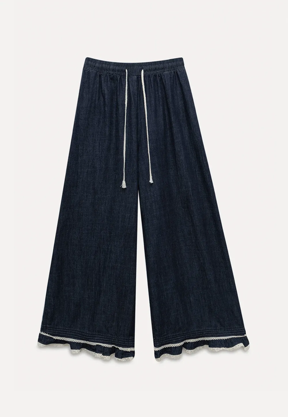Lace Hem Wide Leg Jeans