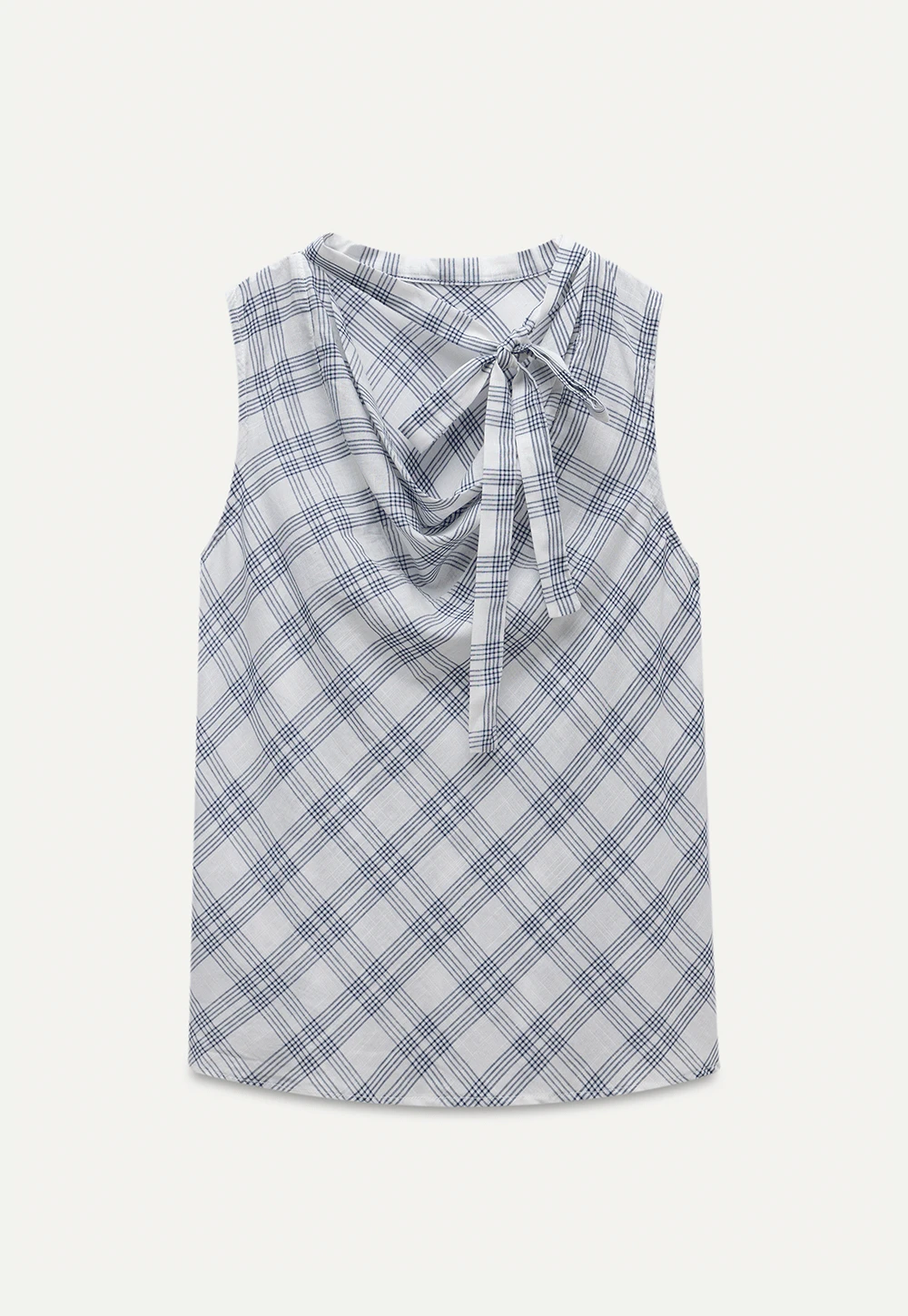 Plaid Bow Sleeveless Top