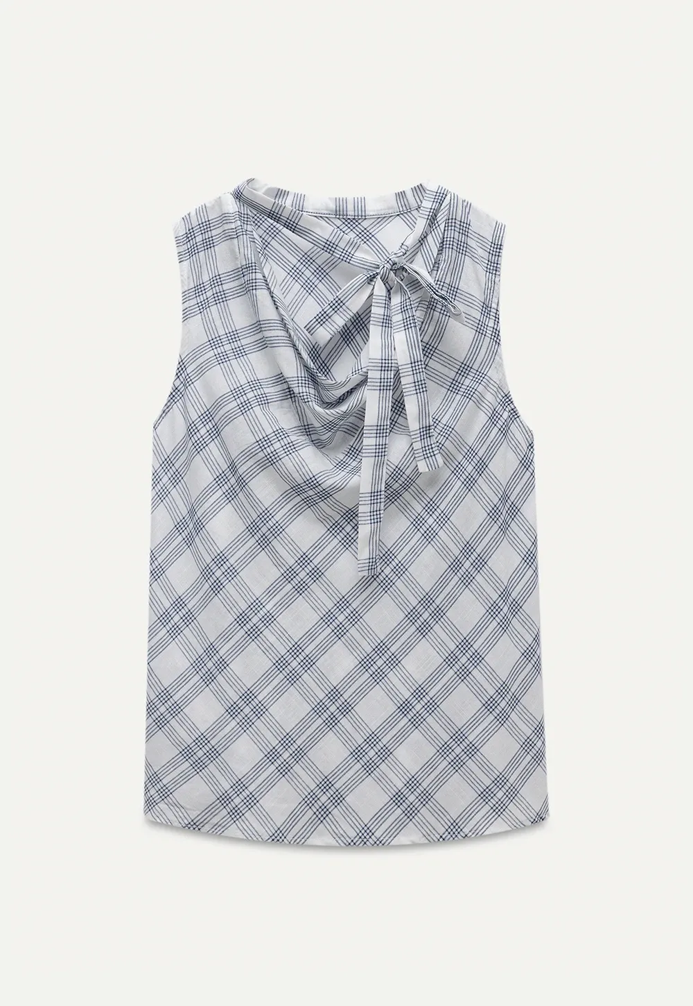 Plaid Bow Sleeveless Top