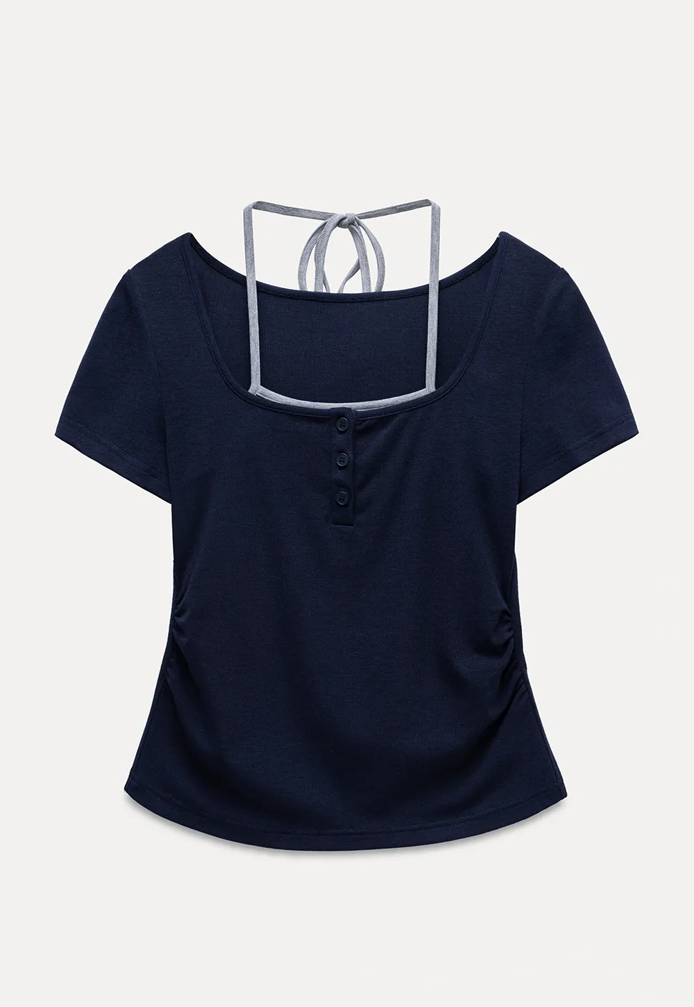 Women's Square-Neck Strappy Henley Tee