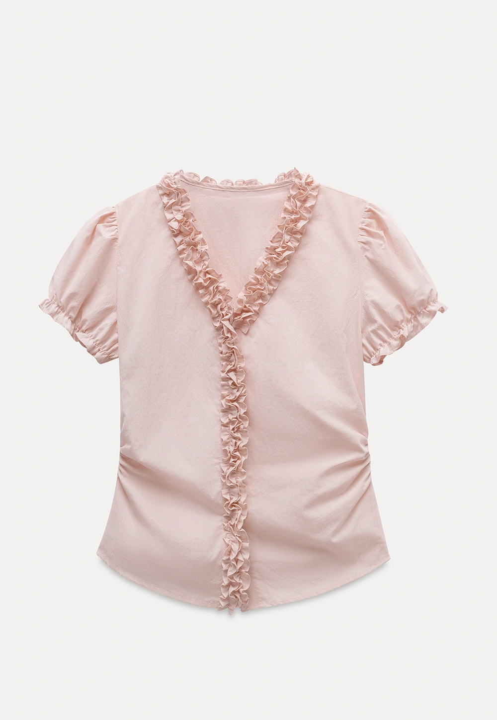 Women’s Ruffle V-Neck Puff-Sleeve Top