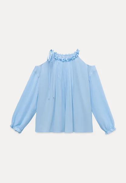 Women’s Cold-Shoulder Pleated Blouse