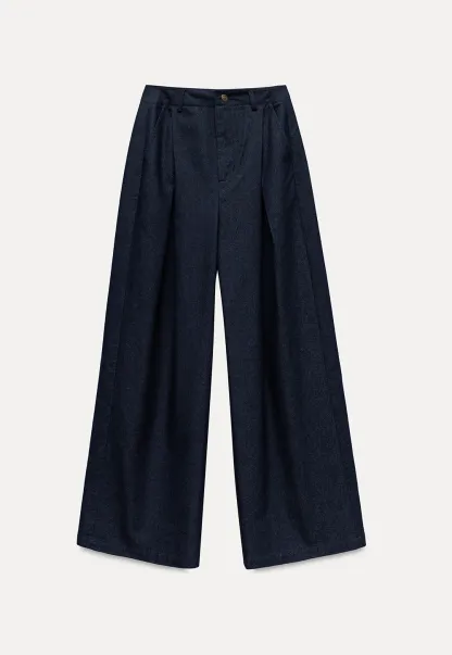 Women's High Waist Pleated Wide Leg Trousers