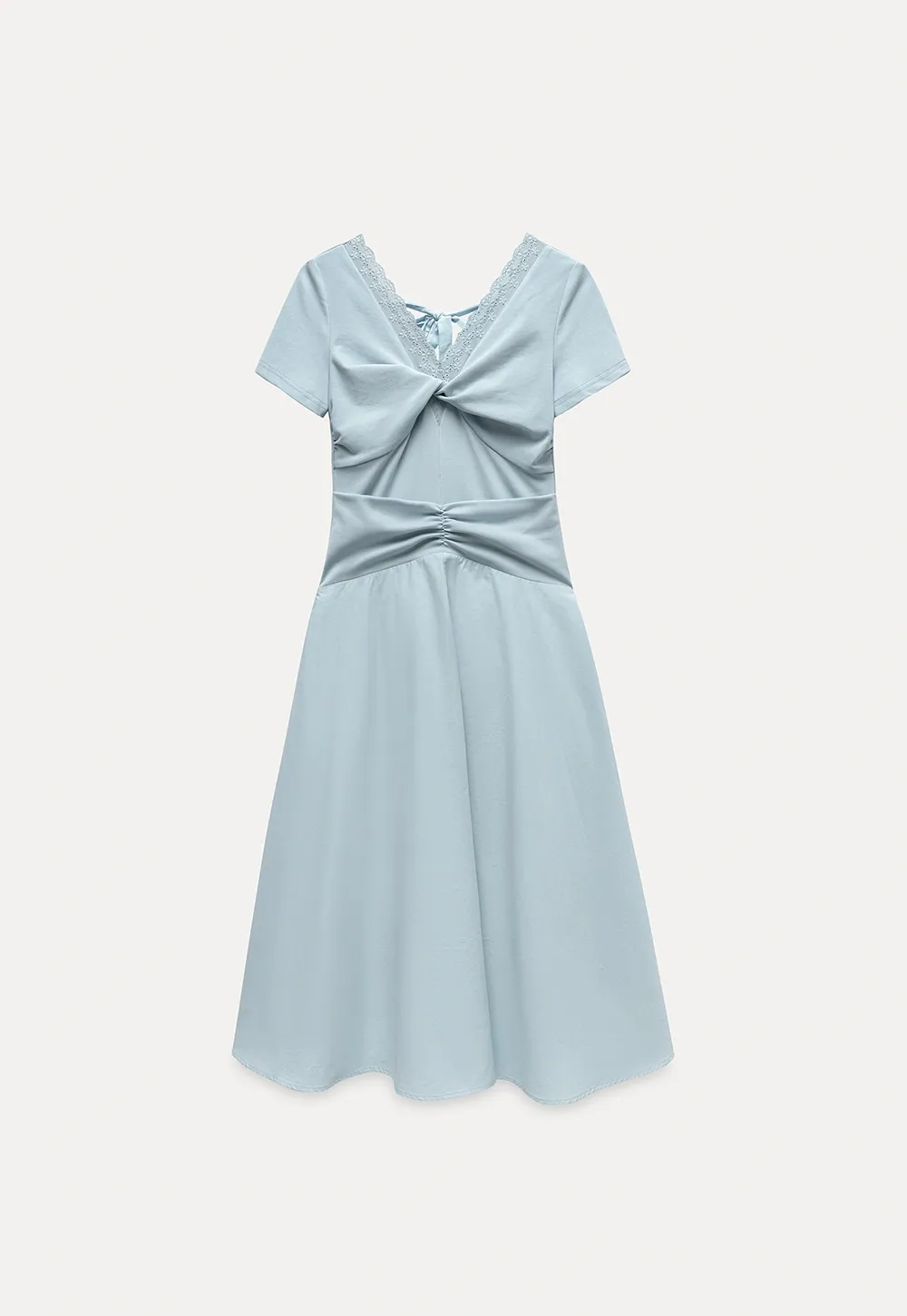 Women's Twist Front Short Sleeve Midi Dress