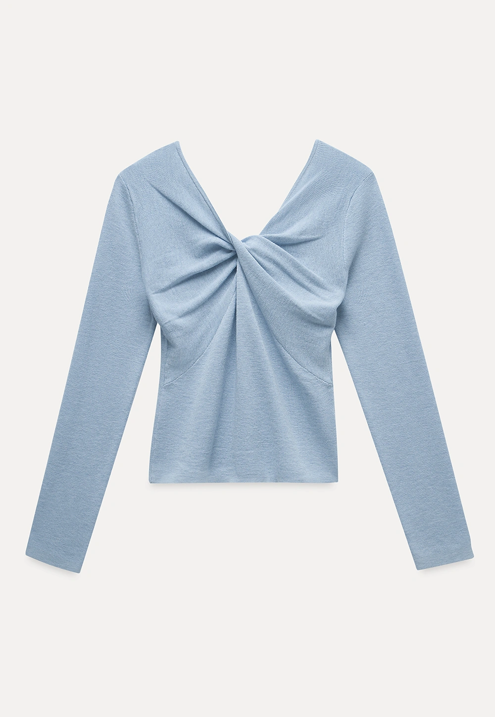 Women V Neck Twist Front Long Sleeve Knit Top