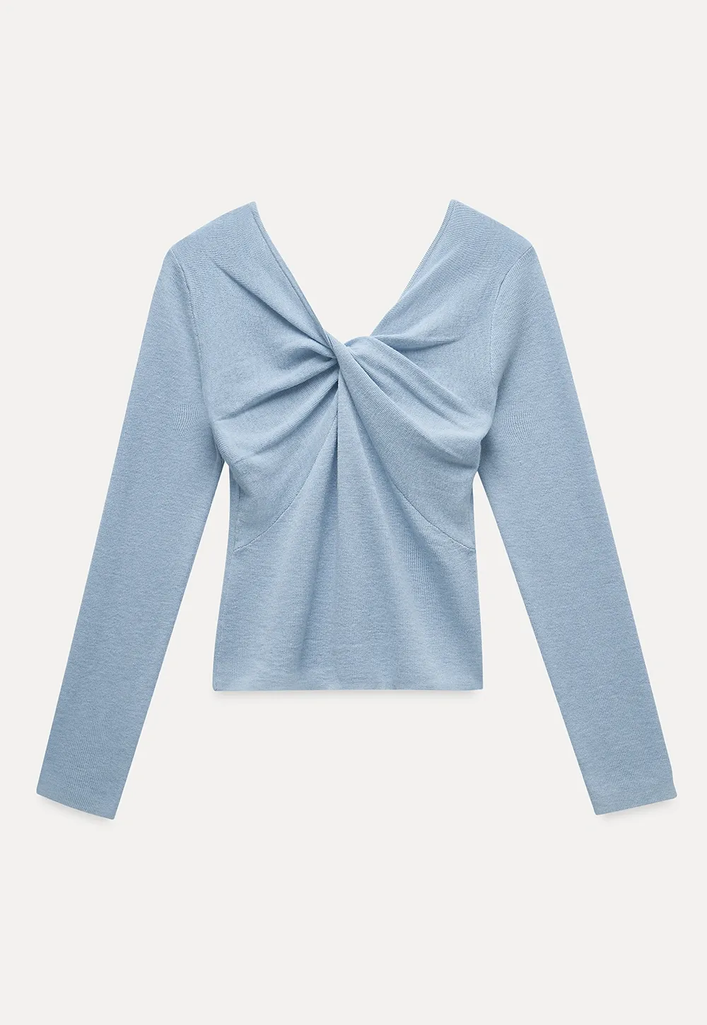 Women V Neck Twist Front Long Sleeve Knit Top