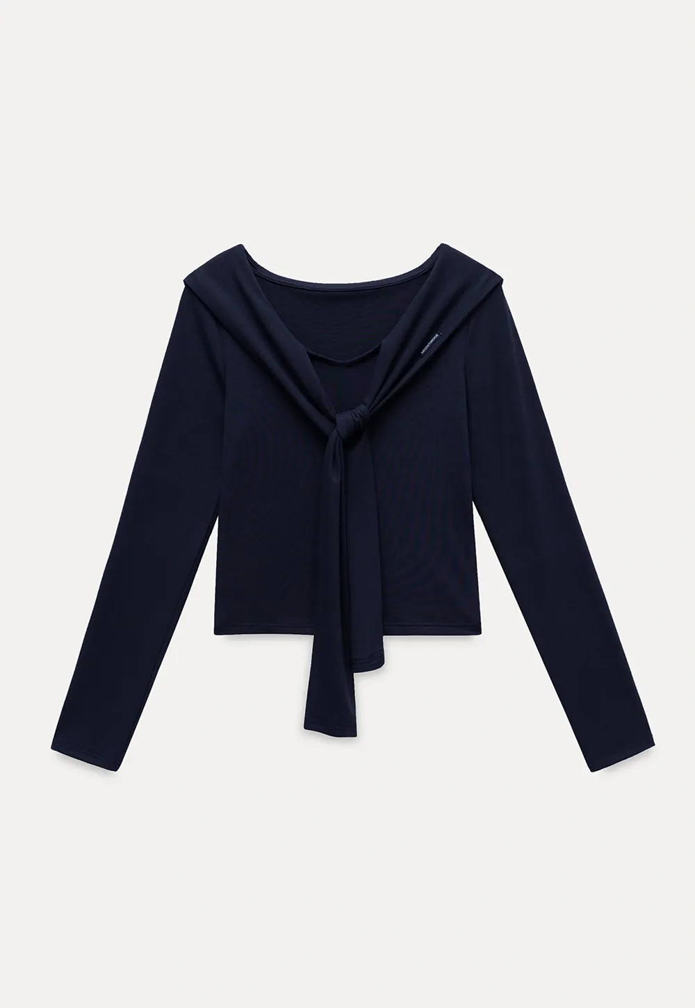 Off-shoulder Tie-detail Long Sleeve Knit Top