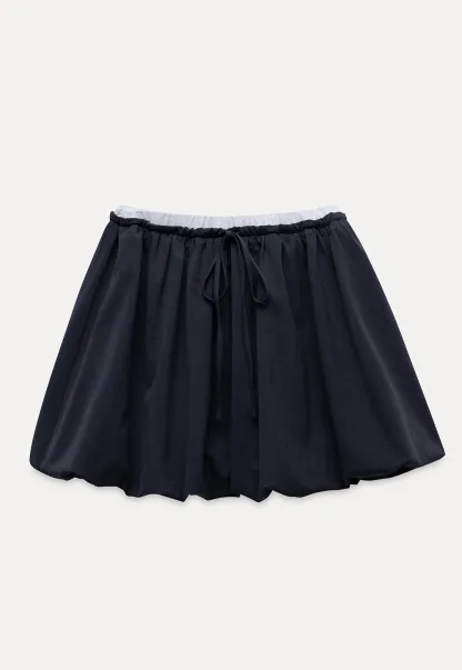 Drawstring Bubble Mini Skirt