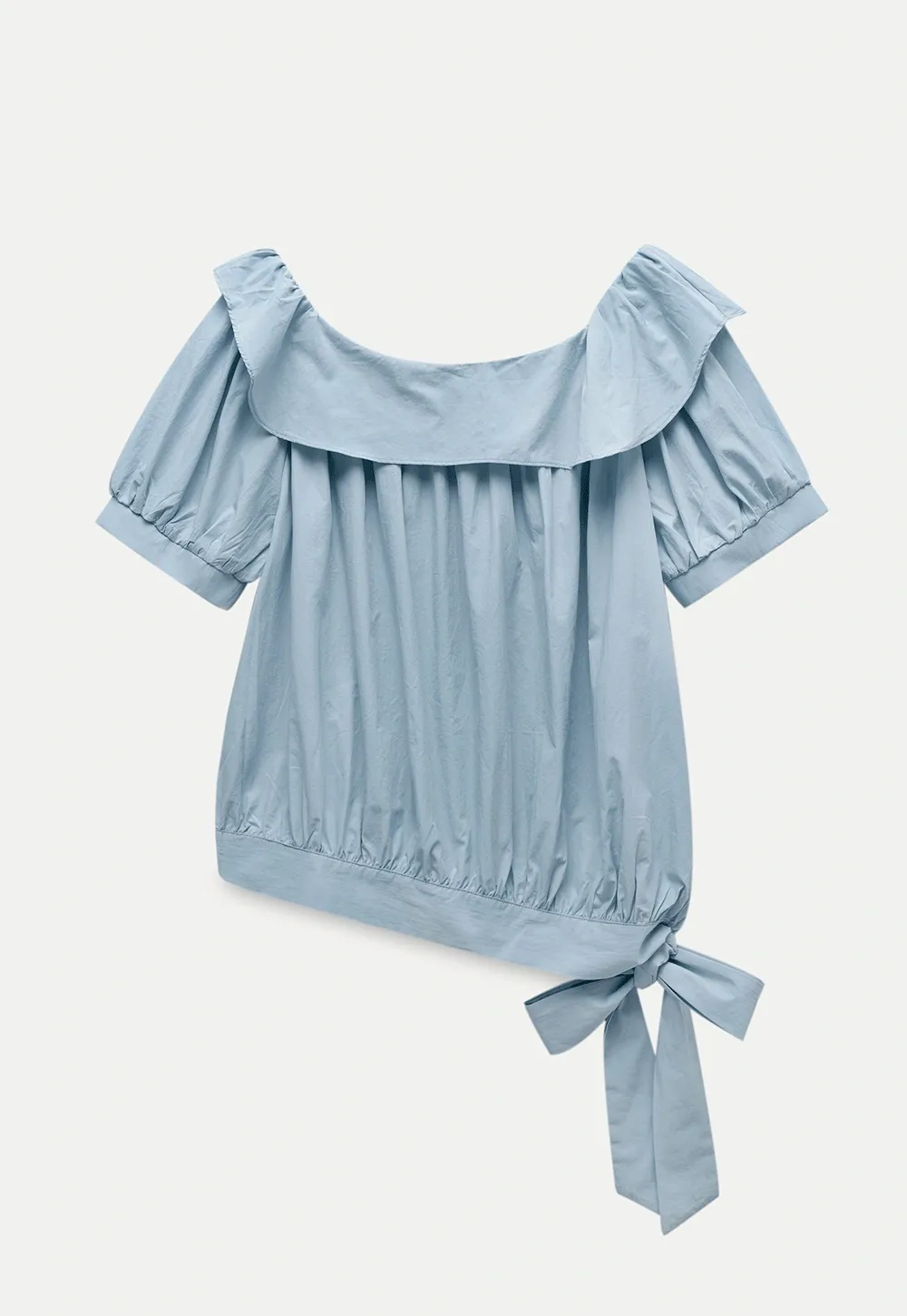 Off Shoulder Tie Front Blouse with Stylish Lapel