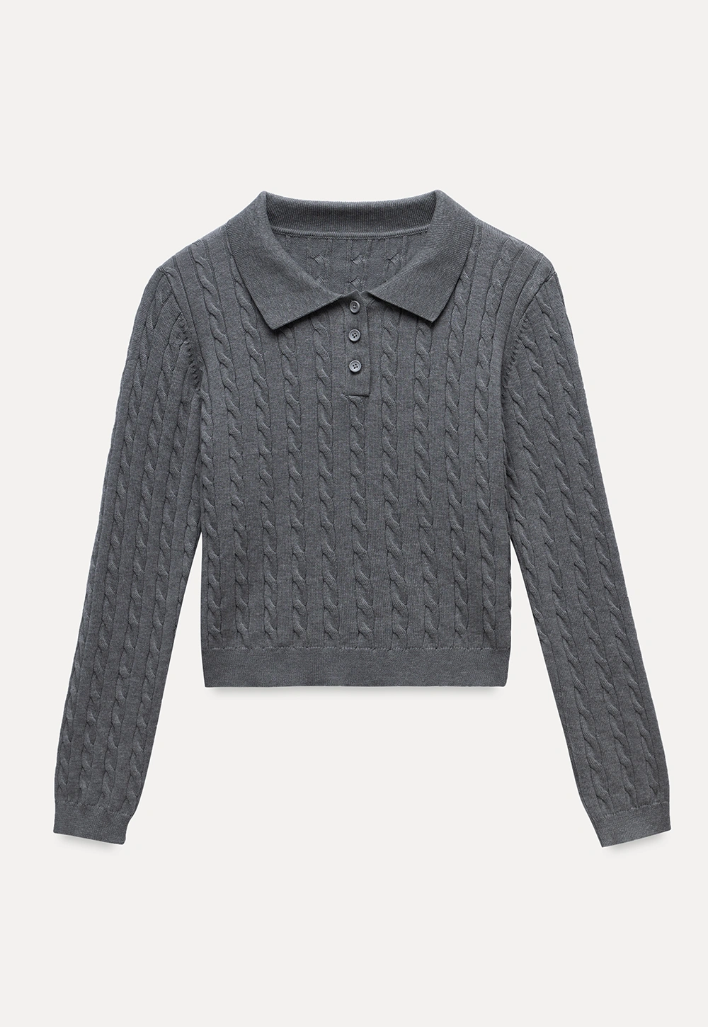 Women's Cable Knit Polo Sweater