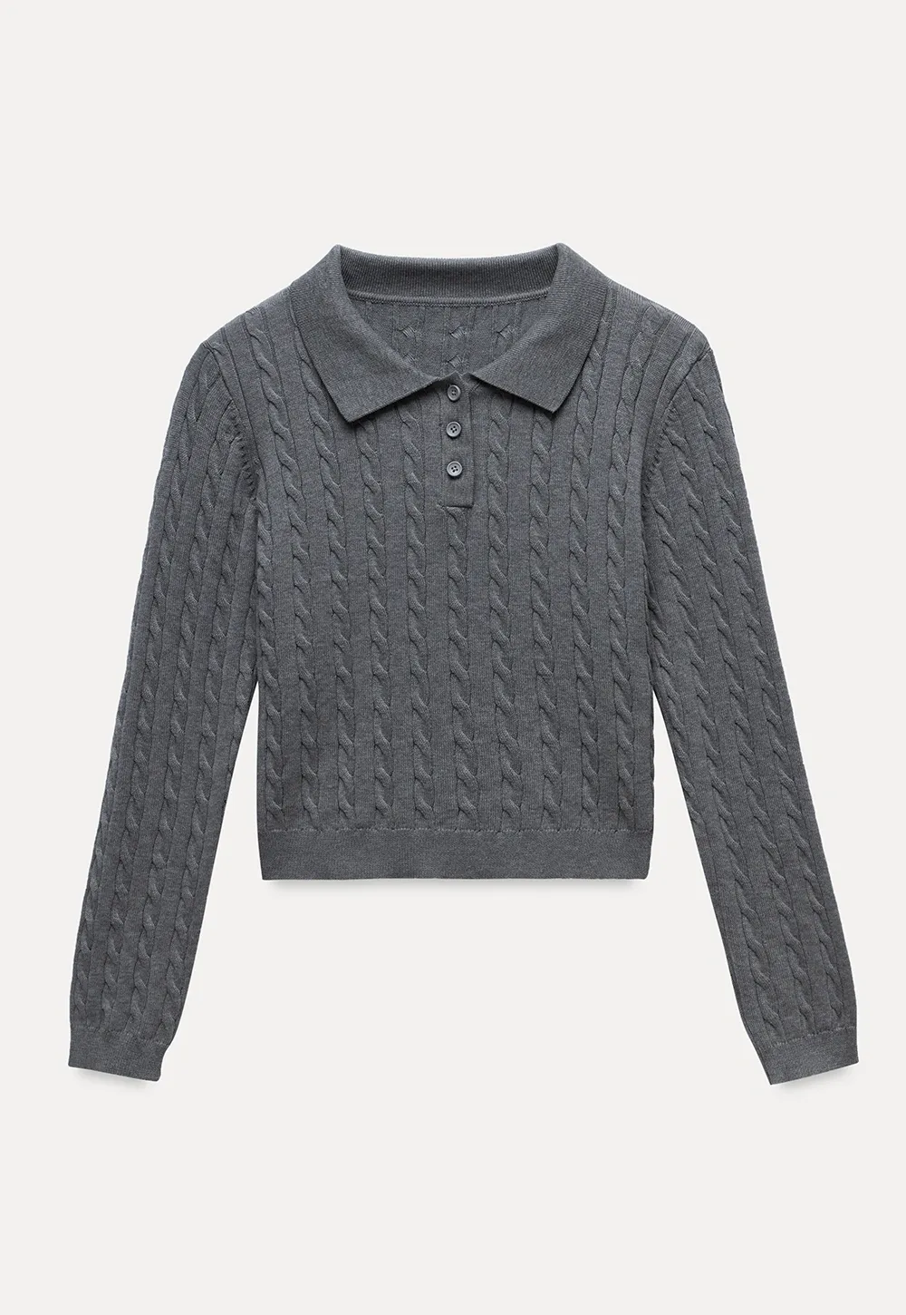 Women's Cable Knit Polo Sweater