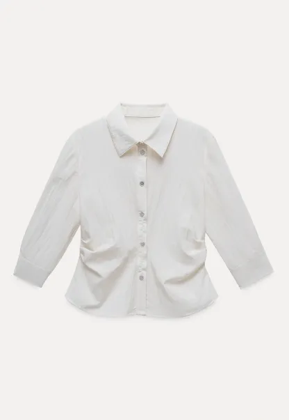 Women's Lightweight Button Down Shirt with 3/4 Sleeves