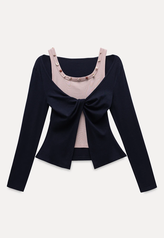 Shell‑Trim Twist Layered Top