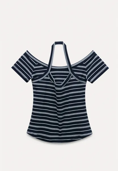 Women's Halter Neck Faux Two-Piece Top