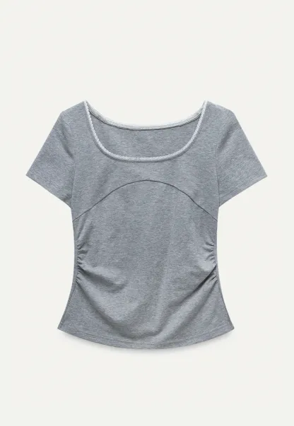 Women's Slim Fit Lace Trim T-Shirt